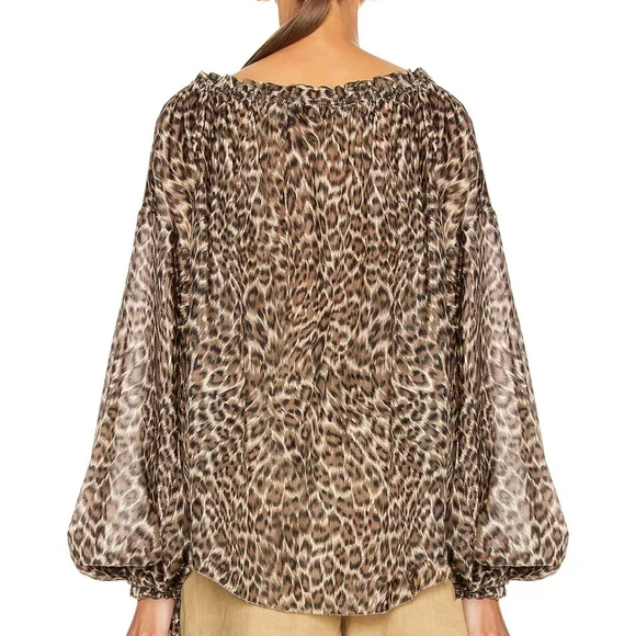 SOLD ‼️ NWT $550.00 ZIMMERMANN Suraya Leopard-print 100% Silk Blouse US XS AU 0 - Picture 5 of 6
